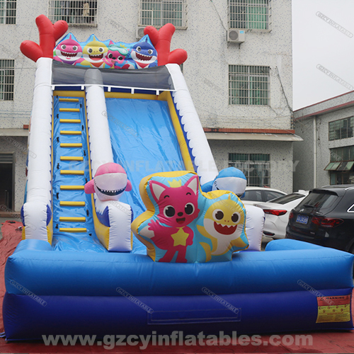 commercial bouncy castle Inflatable shark slide with pool