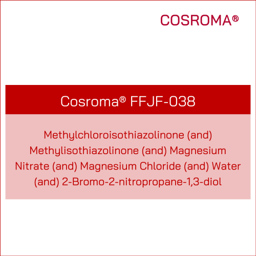 Methylchloroisothiazolinone (and) Methylisothiazolinone (and) Magnesium Nitrate (and) Magnesium Chloride (and) Water (and) 2-Bromo-2-nitropropane-1,3-diol Cosroma® FFJF-038