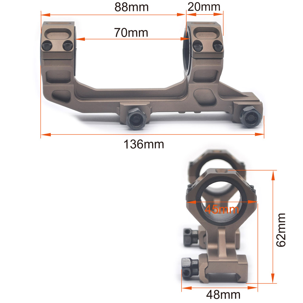 Tan FDE Tactical Dual Rings 25.4mm 30mm Riflescope Scope Mount