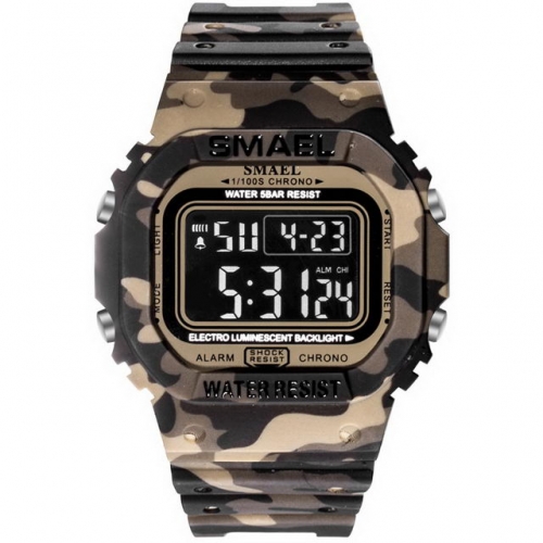 SMAEL camouflage square dial unisex multi-function outdoor sport waterproof electronic men's watch
