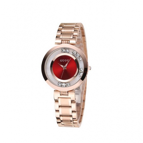 GUOU wheel action diamond watch quartz watch fashion temperament women's watch