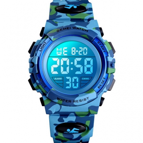 SKMEI Fashion Camouflage Hot Sale Alarm Clock Colorful Led Luminous Chronograph Waterproof Electronic Kids Watch