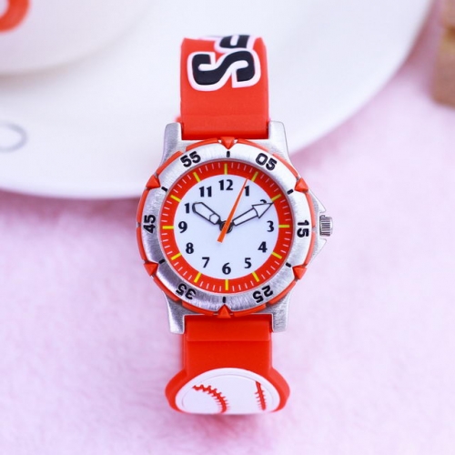 WL Hot Sale Cartoon Stereo Baseball Pattern Available In Two Colors Luminous Waterproof Quartz Kids Watch