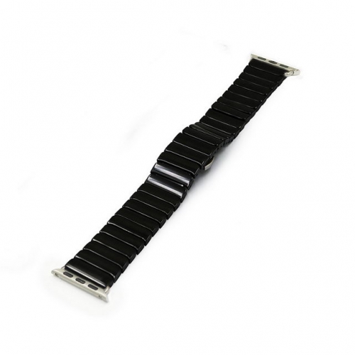 JMK One Beads Bamboo Joint Butterfly Double Clasp High-grade White Black Waterproof Ceramic Watch Strap