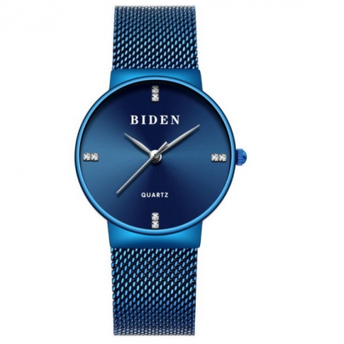 BIDEN Casual Simplicity Dial Diamond Scale Elegant Mesh Strap Korean Style Quartz Ladies Watch