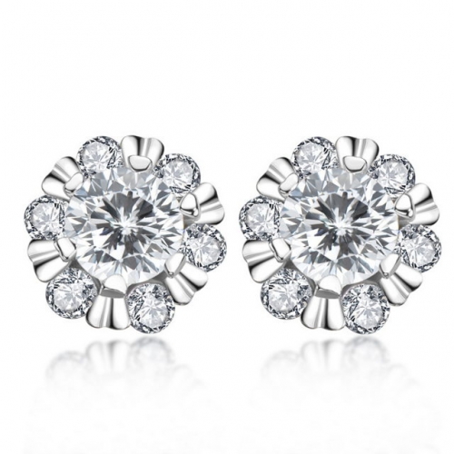 925 Sterling Silver Earrings Plum Blossom Earrings Mozanstone Earrings 925 Silver Jewelry Wholesale