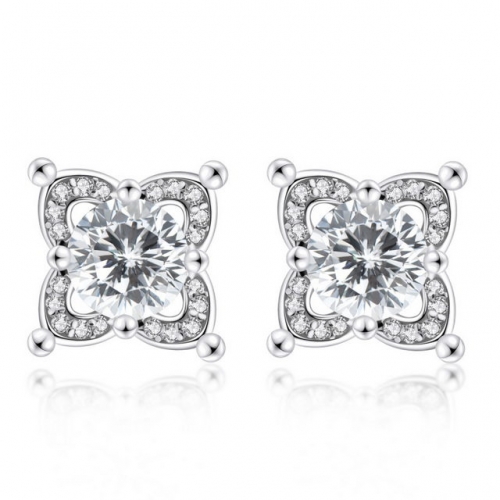 925 Sterling Silver Earrings Four-Leaf Clover Earrings Mozanstone Earrings 925 Silver Jewelry Wholesale