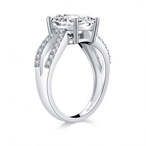 S925 Sterling Silver Ring 4 Carat Fat Rectangular SONA Diamond Ring Sterling Silver Jewelry Online Cheap