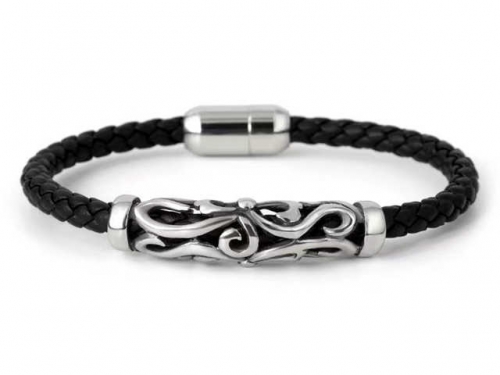BC Jewelry Wholesale Leather Bracelet Stainless Steel And Leather Bracelet Jewelry SJ85B3027