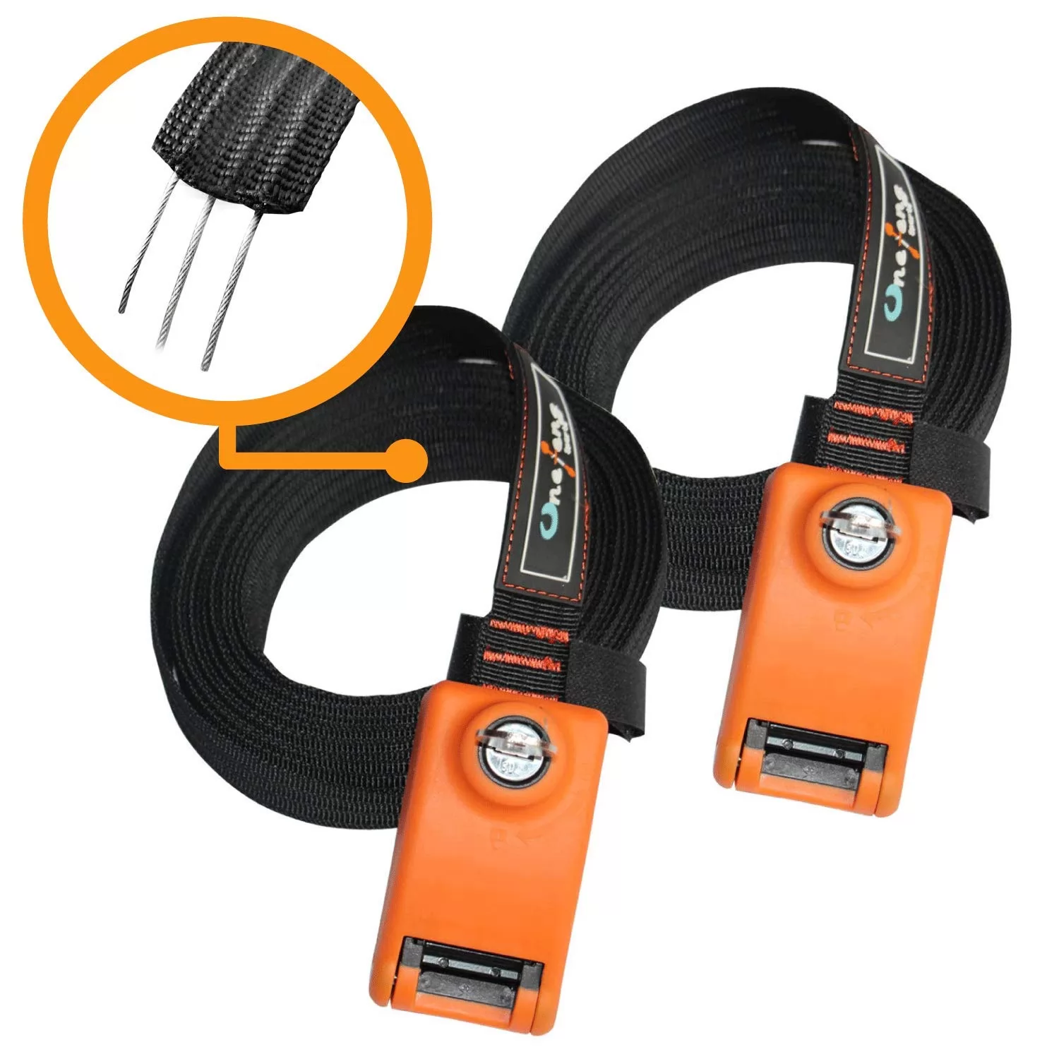 Lockable Tie Down Strap with 3 Stainless Steel Cables 'No Scratch' Silicone Buckle to Prevent Anyone from Taking Your Surfboards, Paddle Boards 2 Pack