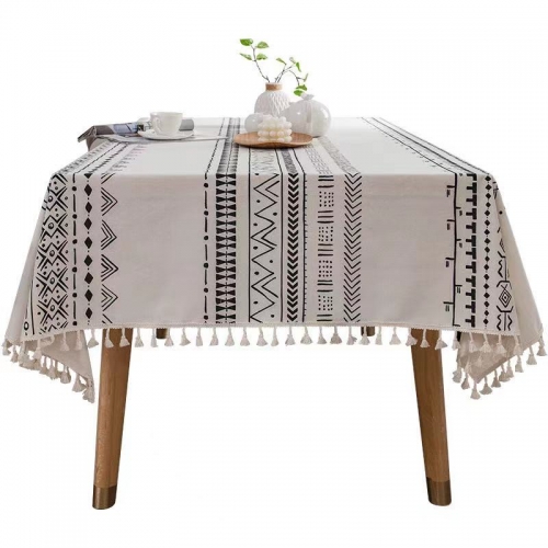 Boho Tablecloths,Stitching Tassel Table Cloth, Linens Wrinkle Free Anti-Fading,Table Cover Decoration for Kitchen Dinning Christmas (Rectangle/Oblong,