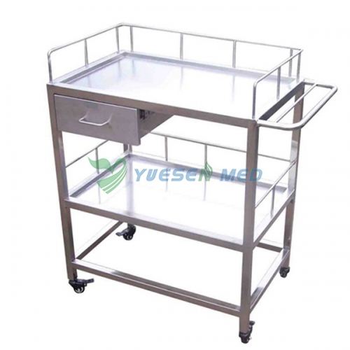 mobile double layer animal surgical instrument trolleyYSVET700