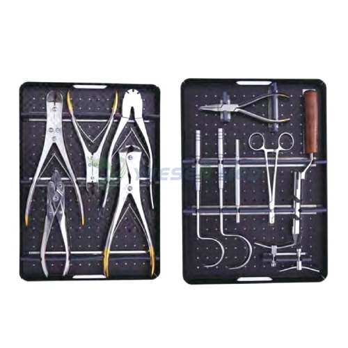 Ensemble d&#39;instruments à broche et à fil pour hôpital pour animaux Ensemble d&#39;instruments de chirurgie générale YSVET-PW01