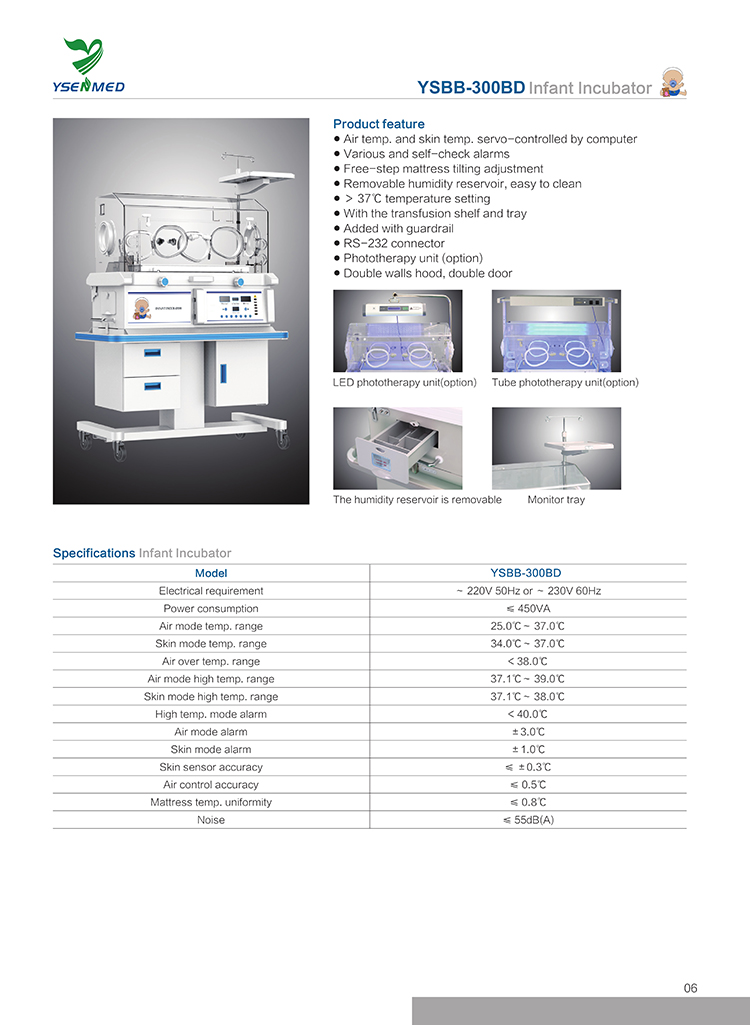 YSBB-300BD Incubator Baby Medical Incubator for Babies