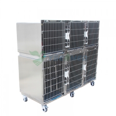 YSENMED YSVET1830D Veterinary Stainless Cage Dog Cage Banks Stainless Kennel Banks Pet Combination Cage