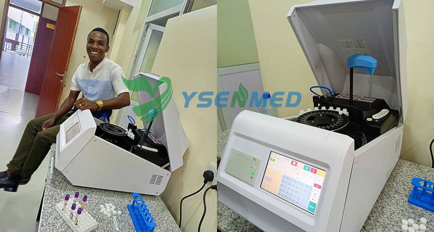 YSTE120S table-top mini auto chemistry analzyer is successfully installed in Tanzania
