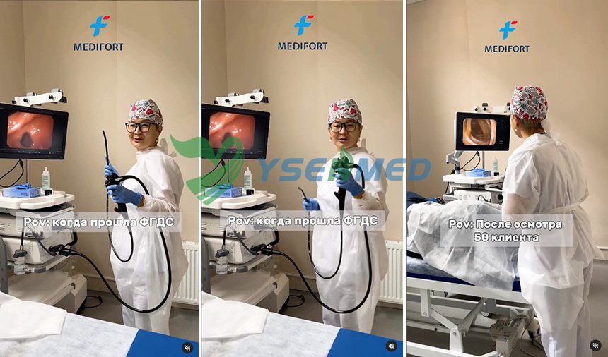 O médico do Cazaquistão aprova fortemente o sistema de videoendoscópio e a lavadora desinfetadora fornecida pela YSENMED.