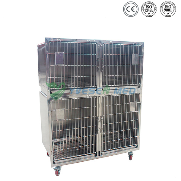 De haute qualité en acier inoxydable amovible embarquement animal cage YSVET1220