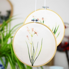 Embroidery Hoops Bamboo Circle Cross Stitch Hoop Ring for Embroidery and Cross Stitch with 100 colors yarn