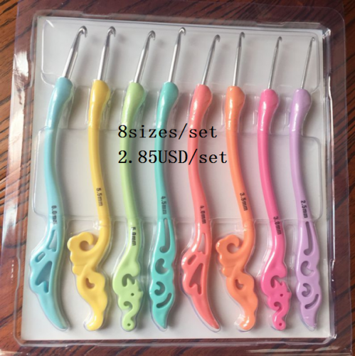 8 Sizes Multicolour Plastic Crochet Hooks Needles 5.5