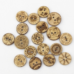 Natural Coconut Shell Buttons 2 Holes Button For Clothes Coat Wooden Buttons