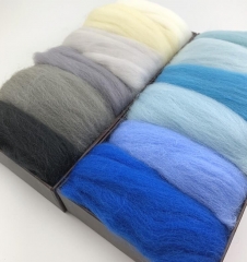 Gradual Change Blue Color DIY Craft Felting Natural Wool Needle Felting For Animal Sewing Projects Doll Needlework Felting