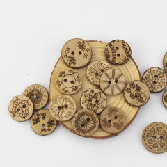 Natural Coconut Shell Buttons 2 Holes Button For Clothes Coat Wooden Buttons