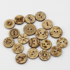 Natural Coconut Shell Buttons 2 Holes Button For Clothes Coat Wooden Buttons