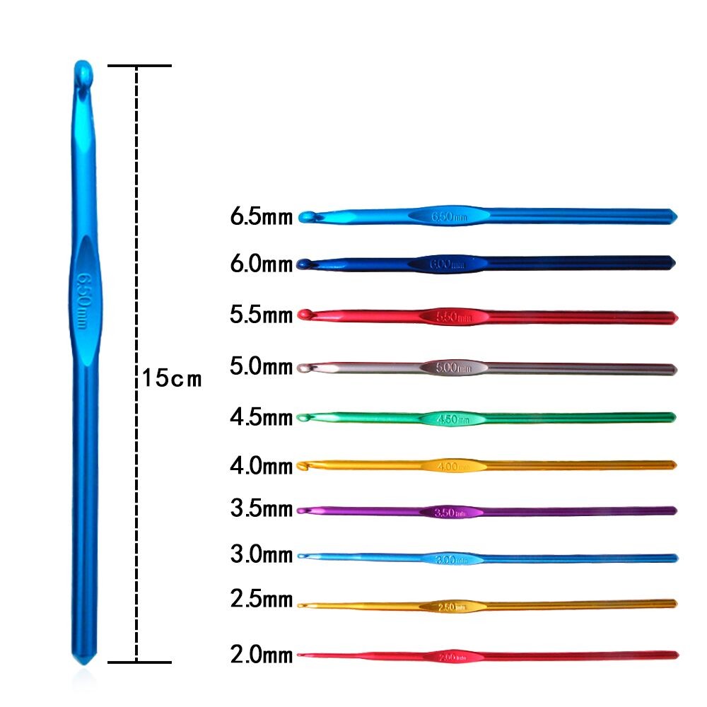 Ergonomic Steel Crochet Hook Set - Sizes 0.9mm, 1.1mm, 1.25mm