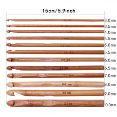 12PCS Bamboo Knitting Needles Bamboo Crochet Hook for Hand Knitting Tool Set