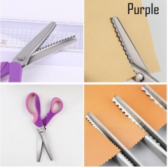 Zig Zag Shears 5mm Rubber Handle Purple Color Stainless Steel Triangle Zig Zag Scissors