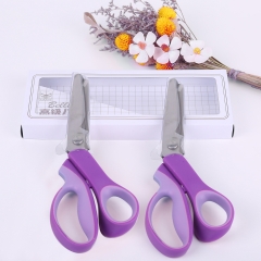 Zig Zag Shears 5mm Rubber Handle Purple Color Stainless Steel Triangle Zig Zag Scissors