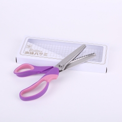 Zig Zag Shears 5mm Rubber Handle Purple Color Stainless Steel Triangle Zig Zag Scissors