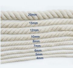 Twist braided 100% natural cotton rope macrame 3mm