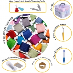 188 Pack Embroidery Floss Set Including 150 Colors Cross Stitch Friendship Bracelets Thread with Floss Bins