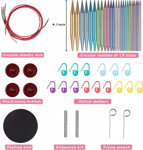 Interchangeable Aluminum Circular Knitting Crochet Needles Set Smooth Knitting Versatile Projects for Needlework