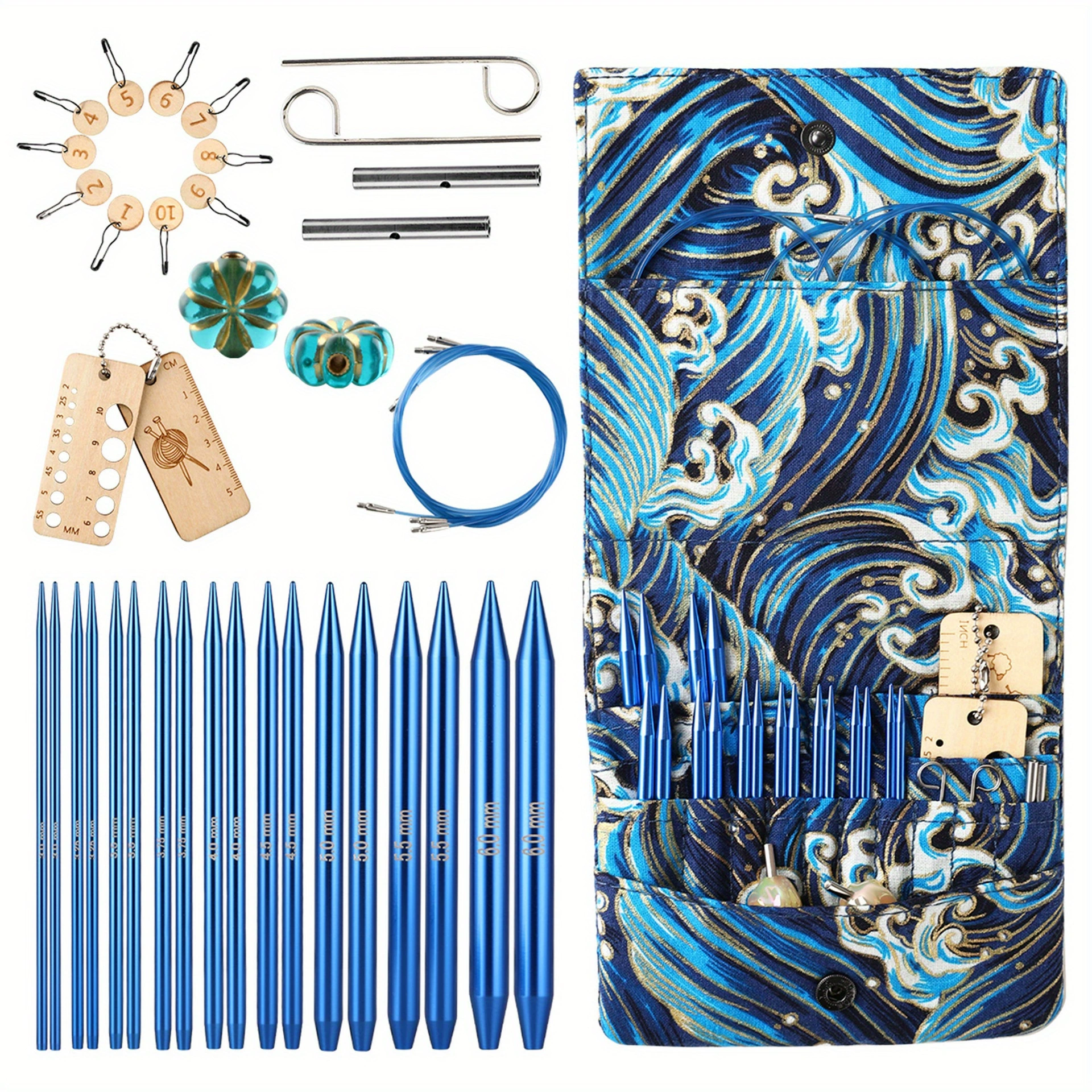 Interchangeable Aluminum Circular Knitting Crochet Needles Set Smooth Knitting Versatile Projects for Needlework