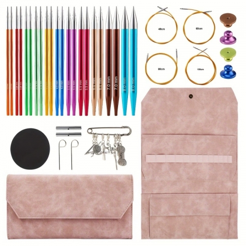 Interchangeable Aluminum Circular Knitting Crochet Needles Set Smooth Knitting Versatile Projects for Needlework