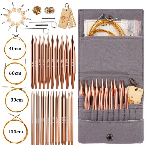 Interchangeable Aluminum Circular Knitting Crochet Needles Set Smooth Knitting Versatile Projects for Needlework