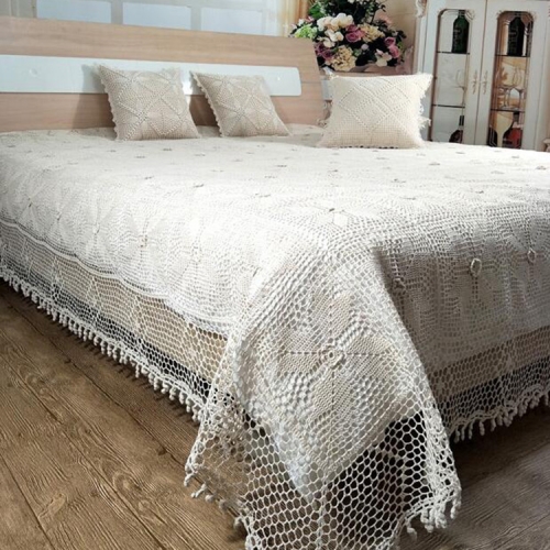 2021 New for Amazon cotton Best selling 100% pure cotton handmade crochet bedspreads