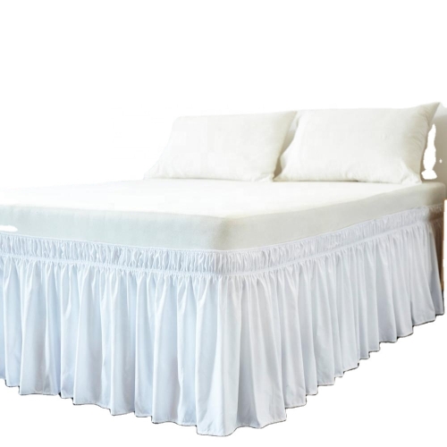 Hot Selling White Hotel Home Wrap Around Bed-Skirts Queen King Size Elastic Bed Skirt