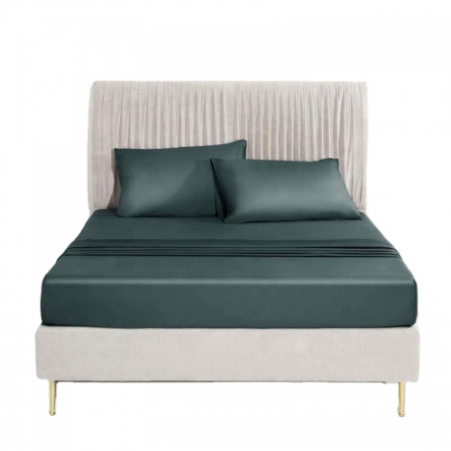 3Pcs Custom Yarn Dyed Bedding Bamboo Satin Super Single Bed Sheet Set