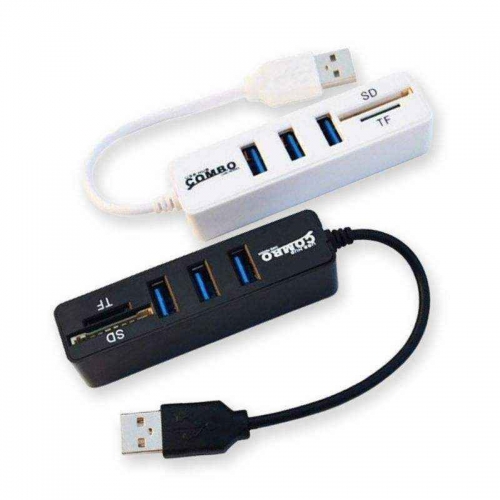 Wholesale Mini 2 in 1 Combo 3 Port USB 2.0 HUB Splitter Card Reader Cardreader for SD TF Micro SD for PC Computer Laptop