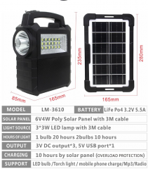 GINLITE Small Solar Camping System GL-LM3610