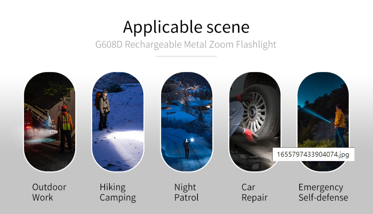 GINLITE Rechargeable LED Zoom Flash Light