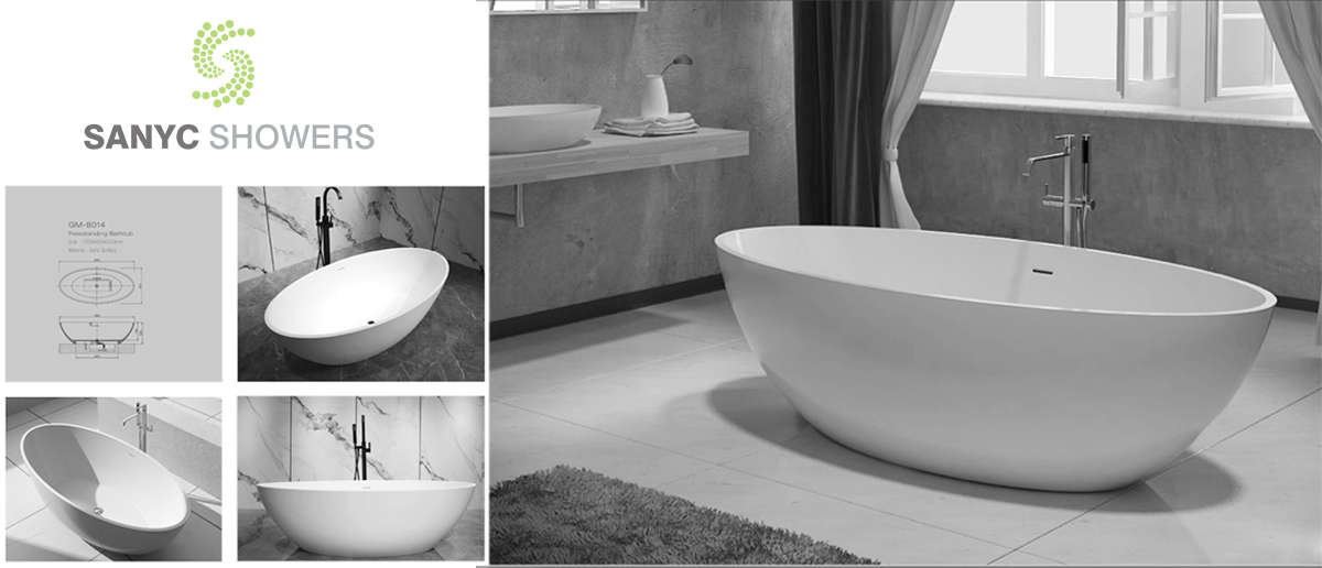Traditional oval artificial stone bathtub