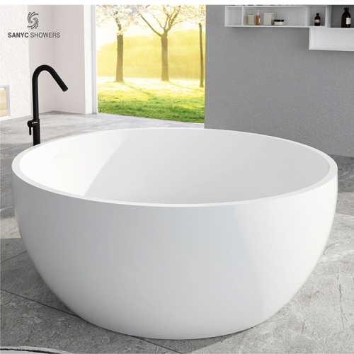 Two Person Round Resin Stone Bathtub Free Standing Bath Tub Solid Surface Acrylic Bath Tub SC1131