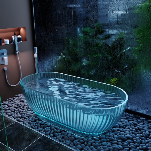 customized bathroom free standing acrylic solid surface bath tub black transparent resin bathtubs