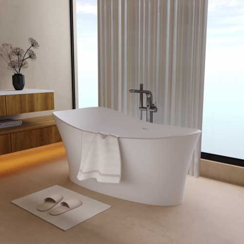 Solid surface freestanding bathroom bathtub artificial stone bath tub resin stone simple bathtub