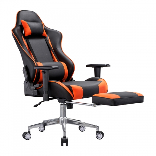 Computer Desk Lumbar Support Gaming Chair With Footrest